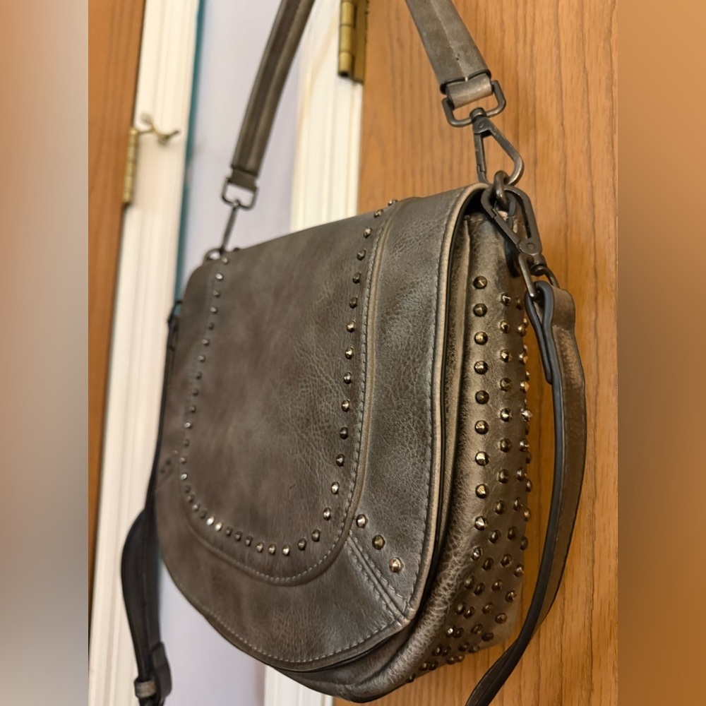 Silver Jeans Studded Metallic Crossbody Bag